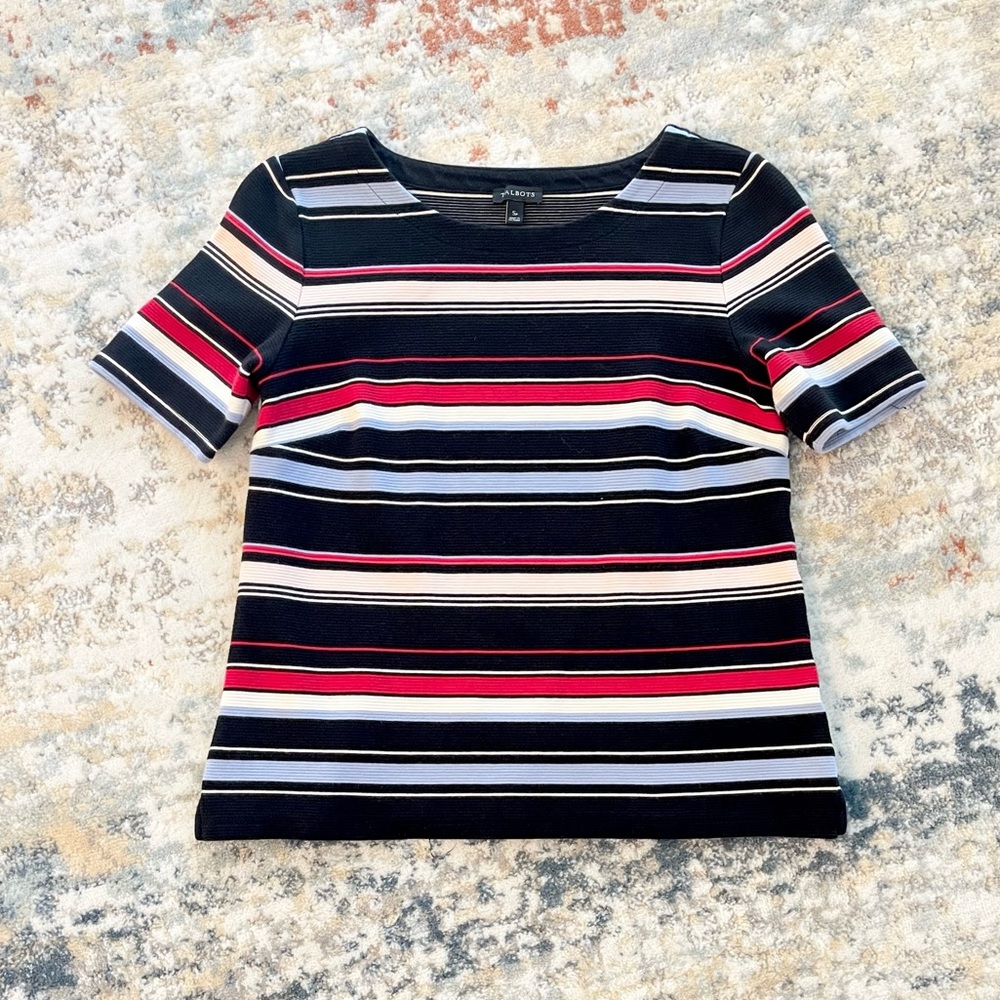 Pre-loved! TALBOTS Ribbed Striped Short Sleeve Shirt!